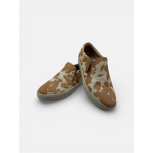 Very Volatile Women's Size 9 Normande Sneakers Tan White Cow Print Real Fur